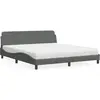 vidaXL Lit avec matelas gris foncé 180x200 cm tissu