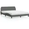 vidaXL Lit avec matelas gris foncé 160x200 cm tissu