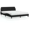 vidaXL Lit avec matelas noir 160x200 cm tissu