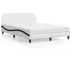 vidaXL Lit avec matelas blanc et noir 140x190 cm similicuir