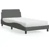 vidaXL Lit avec matelas gris foncé 100x200 cm tissu