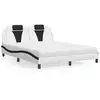vidaXL Lit avec matelas blanc et noir 160x200 cm similicuir