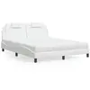 vidaXL Lit avec matelas blanc 160x200 cm similicuir