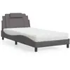 vidaXL Lit avec matelas gris 100x200 cm similicuir