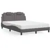 vidaXL Lit avec matelas gris 140x190 cm similicuir
