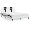 vidaXL Lit avec matelas blanc et noir 140x190 cm similicuir