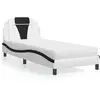 vidaXL Lit avec matelas blanc et noir 90x200 cm similicuir