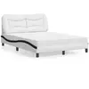 vidaXL Lit avec matelas blanc et noir 140x190 cm similicuir