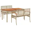 vidaXL Ensemble à manger de jardin et coussins 3 pcs Beige poly rotin