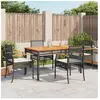 vidaXL Ensemble à manger de jardin coussins 5pcs Noir Résine tressée
