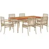 vidaXL Ensemble à manger de jardin et coussins 7 pcs beige poly rotin
