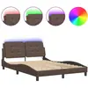 vidaXL Cadre de lit avec lumières LED marron 120x200 cm similicuir