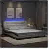 vidaXL Cadre de lit avec lumières LED blanc noir 180x200 cm similicuir