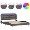 vidaXL Cadre de lit avec lumières LED gris 160x200 cm similicuir