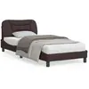 vidaXL Cadre de lit avec lumières LED marron foncé 90x200 cm tissu