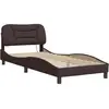 vidaXL Cadre de lit avec lumières LED marron foncé 90x190 cm tissu