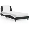 vidaXL Lit avec matelas noir et blanc 90x190 cm similicuir
