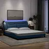 vidaXL Cadre de lit avec lumières LED bleu 180x200 cm tissu