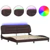 vidaXL Cadre de lit avec lumières LED marron foncé 200x200 cm tissu