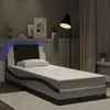 VIDAXL Cadre de Lit avec Lumières LED, Lit Rembourré, Lit Simple, Lit Adulte de Chambre à Coucher Intérieur, Moderne, Blanc Noir 80x200 cm Similicuir