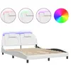 vidaXL Cadre de lit avec lumières LED blanc 160x200 cm similicuir