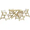 vidaXL Ensemble de bistro pliante 5 pcs et coussins blanc crème bambou