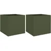 vidaXL Jardinières 2 pcs vert olive 49x47x46 cm acier laminé à froid