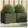 vidaXL Jardinières 2 pcs vert olive 42x40x39 cm acier laminé à froid