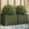 vidaXL Jardinières 2 pcs vert olive 32x30x29 cm acier laminé à froid