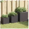 vidaXL Jardinières d'extérieur 3 pcs noir résine tressée