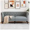 vidaXL Canapé Chesterfield 2 places gris clair tissu