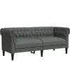 vidaXL Canapé Chesterfield 2 places gris foncé tissu