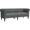 vidaXL Canapé Chesterfield 3 places gris foncé tissu