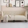 vidaXL Canapé Chesterfield 2 places crème tissu
