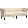 vidaXL Canapé Chesterfield 3 places crème tissu