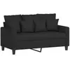 vidaXL Canapé à 2 places Noir 120 cm Tissu