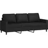 vidaXL Canapé à 3 places Noir 180 cm Velours