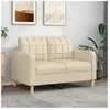 vidaXL Canapé à 2 places Crème 120 cm Tissu