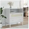 vidaXL Buffet SENJA aspect rotin blanc 80x40x80 cm bois massif de pin