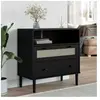 vidaXL Buffet SENJA aspect rotin noir 80x40x80 cm bois massif de pin