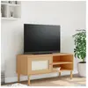 vidaXL Meuble TV SENJA aspect rotin marron 106x40x49cm bois massif pin