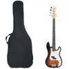 vidaXL Guitare basse électrique de débutants sac brun et blanc 4/4 46"