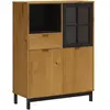 vidaXL Buffet avec porte vitrée FLAM 92x40x122,5 cm bois massif de pin