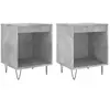vidaXL Tables de chevet 2 pcs gris béton 40x35x50 cm bois d’ingénierie