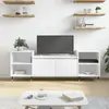 VIDAXL Meuble TV, Armoire de Télévision avec 6 Compartiments, Meuble Télé avec Portes Salon Salle de Séjour, Moderne, Blanc Bois d'Ingénierie