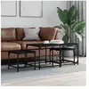 vidaXL Tables basses gigognes 3 pcs noir bois d'ingénierie