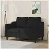 vidaXL Canapé à 2 places Noir 120 cm Tissu