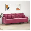 vidaXL Canapé à 3 places Rouge bordeaux 180 cm Velours