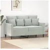 vidaXL Canapé à 2 places Gris clair 120 cm Velours
