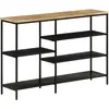 vidaXL Table console 110x30x75 cm bois de manguier massif brut et fer